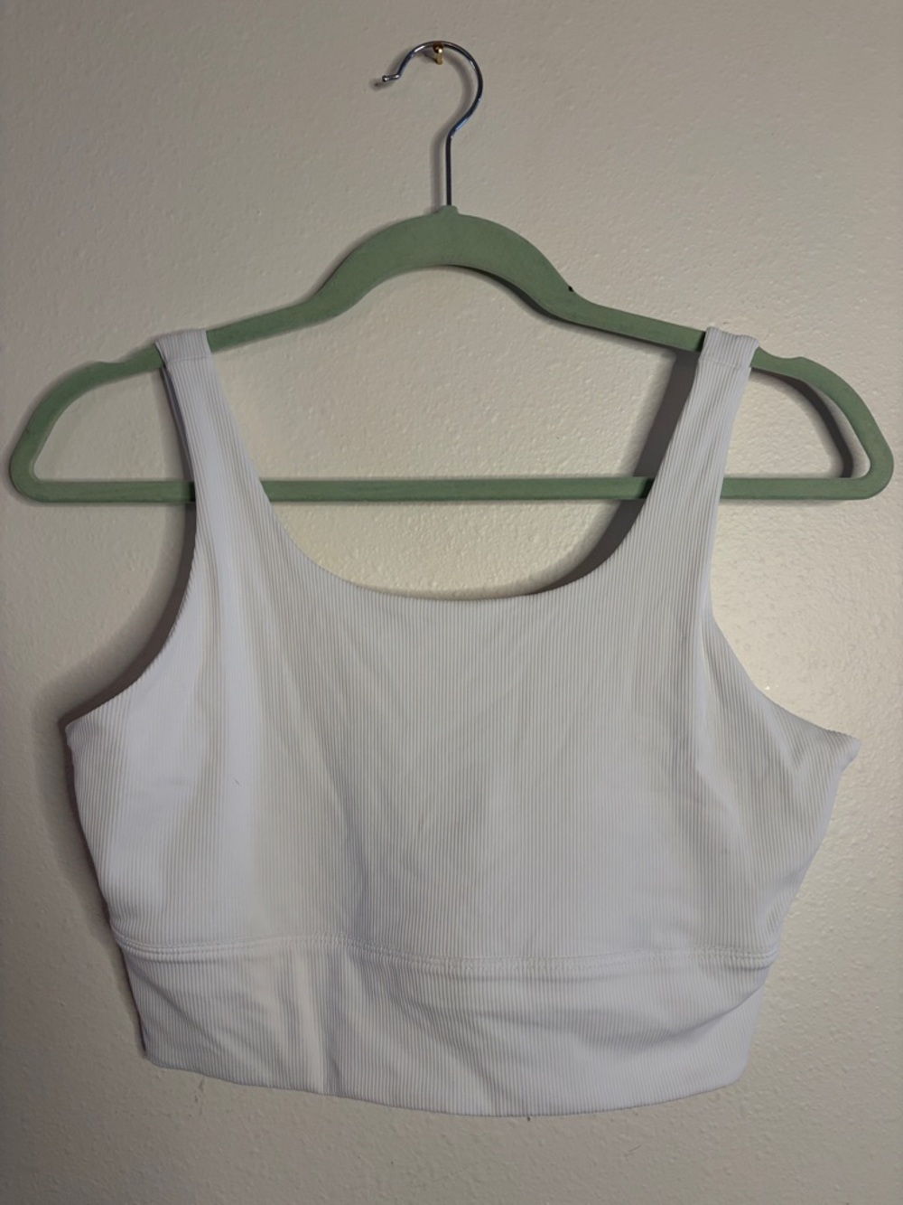 Nike White Ribbed Crop Tank Top
